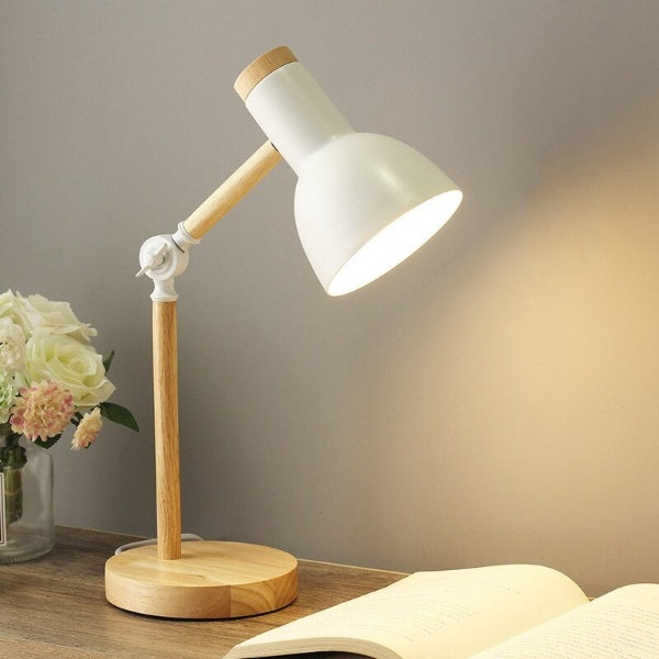 Schreibtischlampe aus Holz mit verstellbarem Arm und Touch-Steuerung