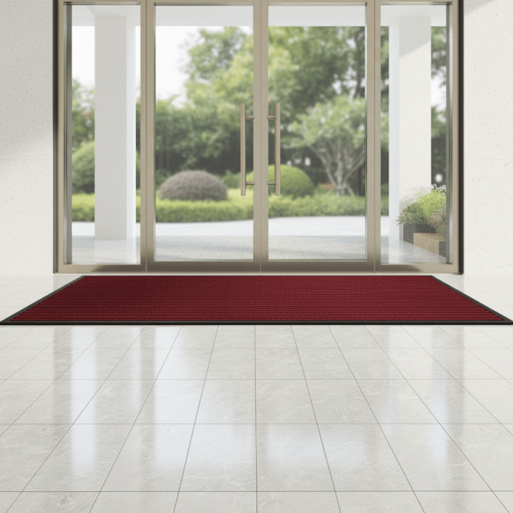 Dirt-trapping mat with non-slip backing for the entryway
