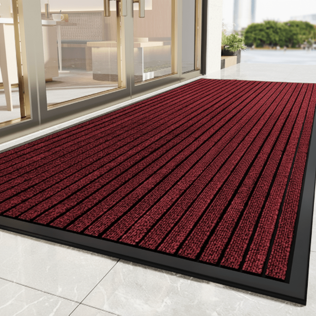 Dirt-trapping mat with non-slip backing for the entryway