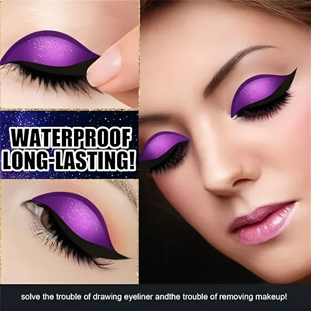 Purple Augen make-up sticker wiederverwendbar application showing waterproof long-lasting features