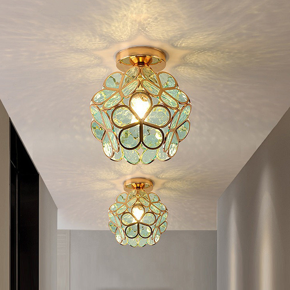 Flower-shaped ceiling light with crystal design for elegant rooms