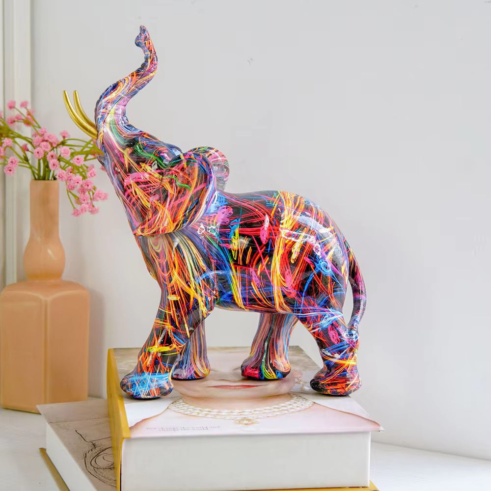 Decorative resin sculpture with colorful surface texture