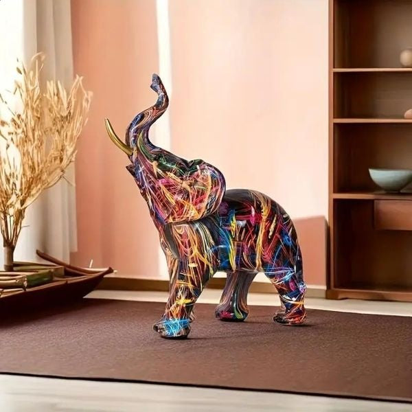 Decorative resin sculpture with colorful surface texture