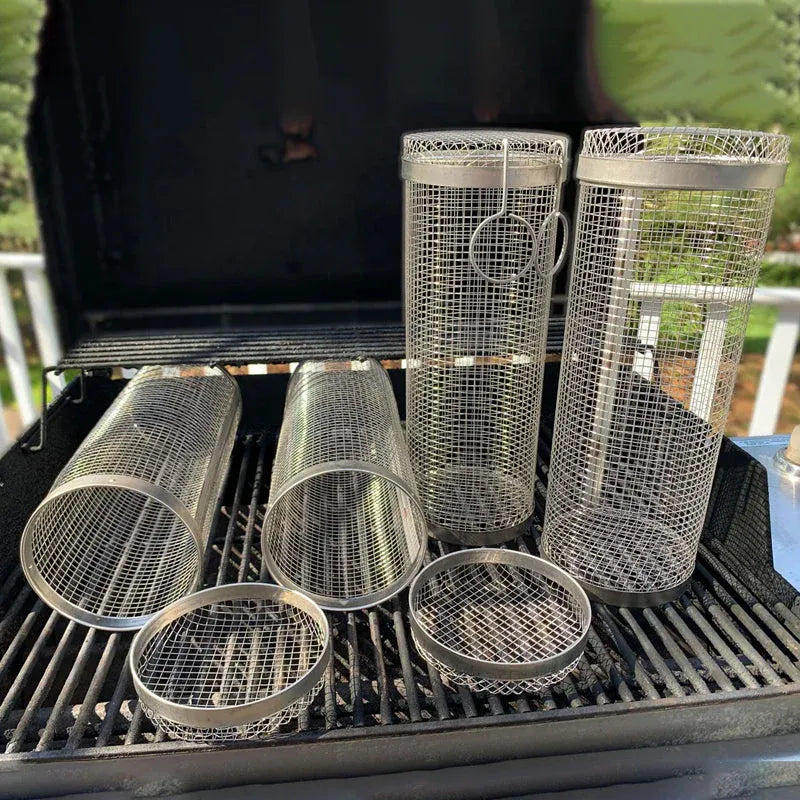 Edelstahl Grillkorb Röhre – Gemüse und Fleisch gleichmäßig grillen