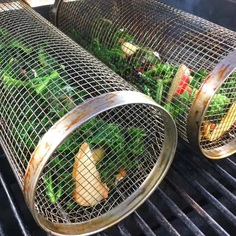 Edelstahl Grillkorb Röhre – Gemüse und Fleisch gleichmäßig grillen