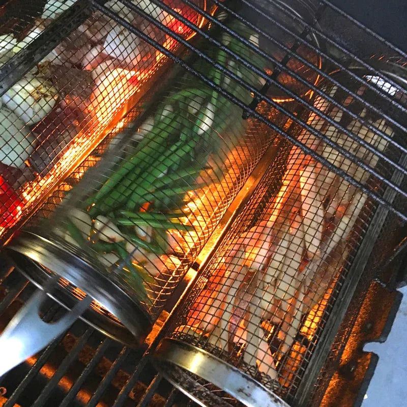 Edelstahl Grillkorb Röhre – Gemüse und Fleisch gleichmäßig grillen