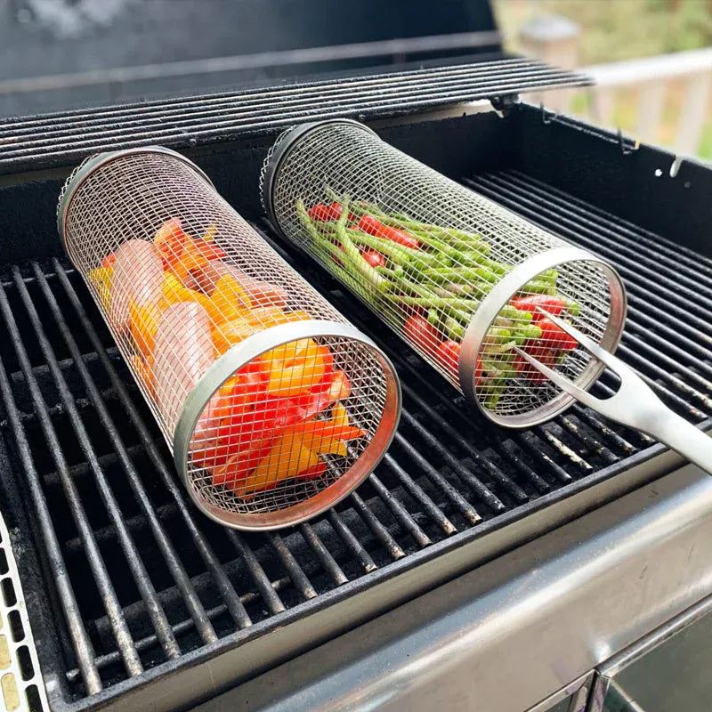 Edelstahl Grillkorb Röhre – Gemüse und Fleisch gleichmäßig grillen