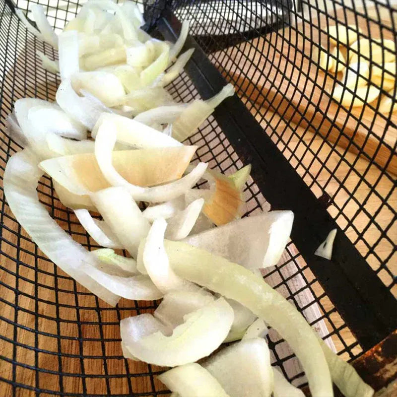 Stainless steel tubular grill basket - grill vegetables and meat evenly