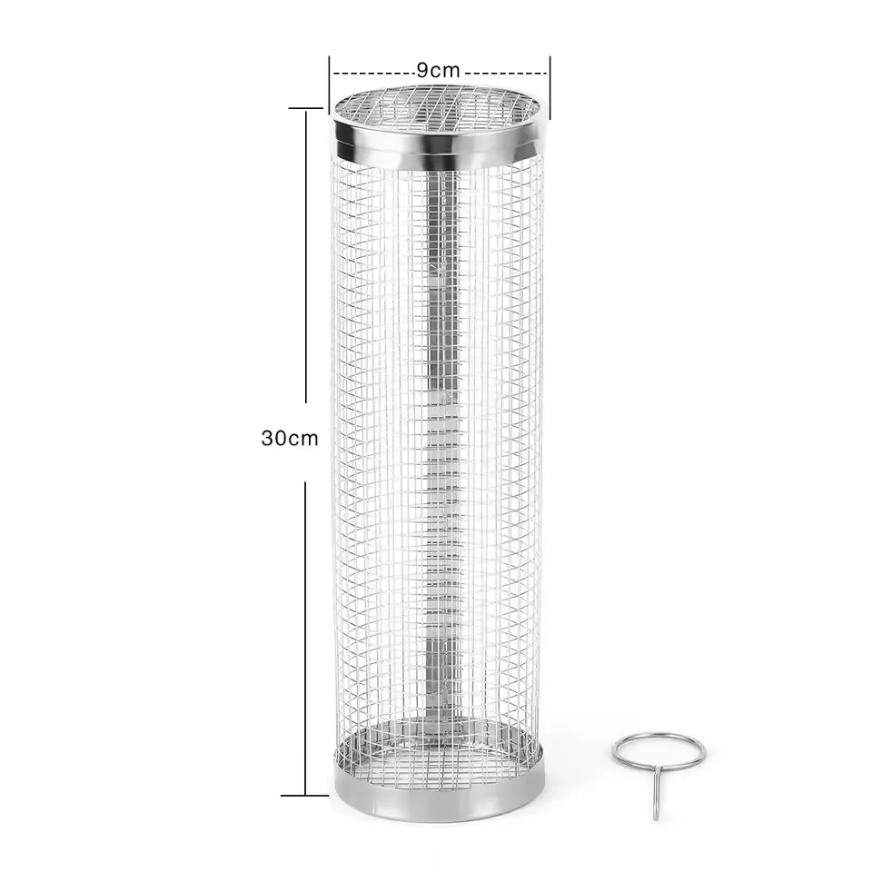 Stainless steel tubular grill basket - grill vegetables and meat evenly