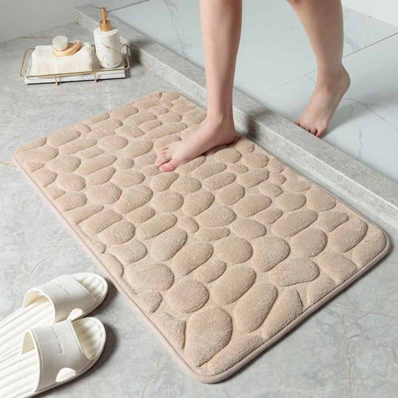 Memory Foam Badematte mit Kieselstein-Design – weich & rutschfest