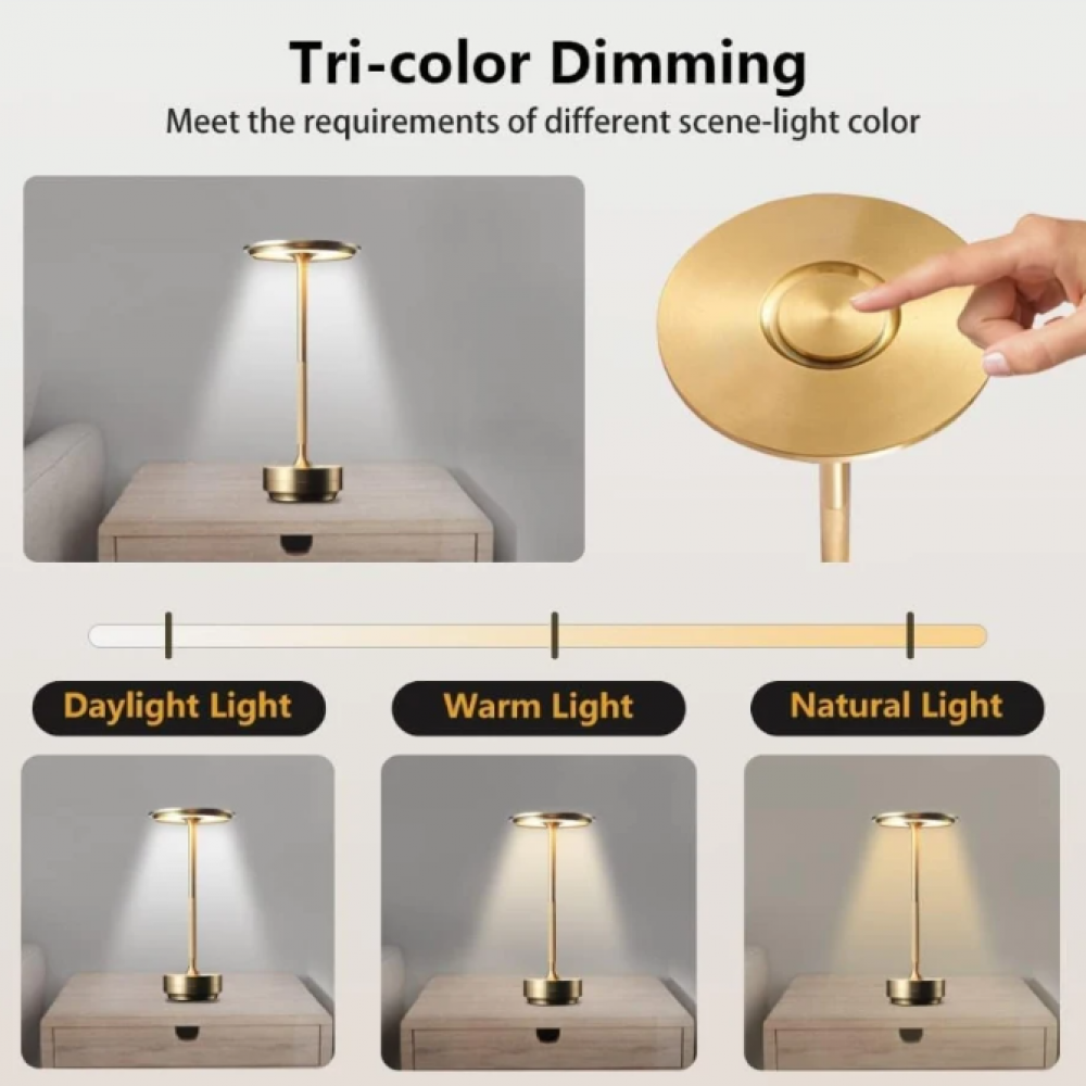 Kabellose LED-Tischlampe mit Touch-Dimmer aus Aluminium IP44