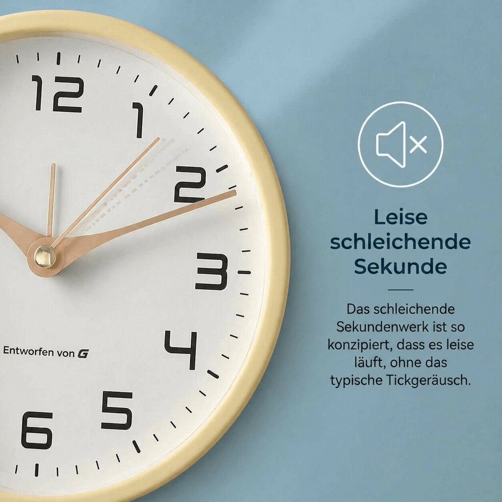 Analoge Tischuhr geräuschlos – lautloses Uhrwerk für Büro und Schlafzimmer