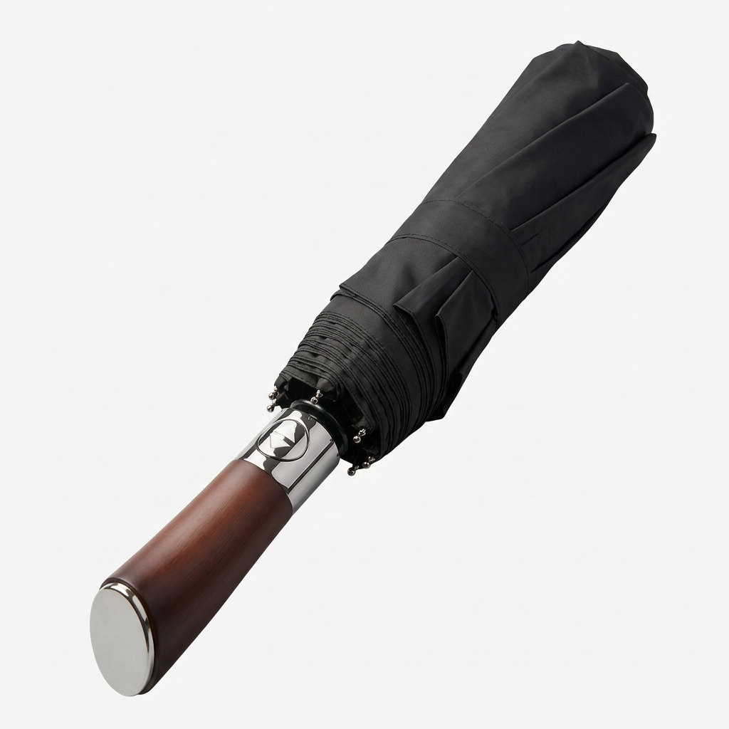 Großer Automatik-Regenschirm mit Holzgriff – windfest und elegant