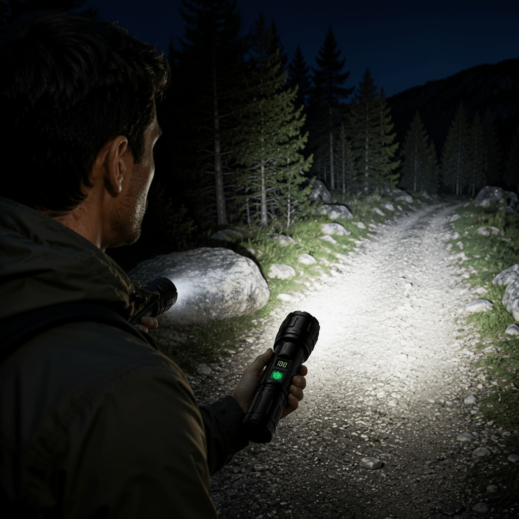 Taschenlampe mit Digitalanzeige für Camping und Outdoor