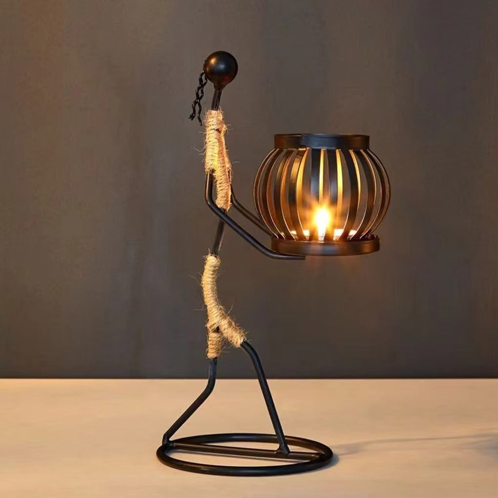 Kerzenhalter mit Metallfigur im Vintage-Stil – dekorative Laterne für Zuhause
