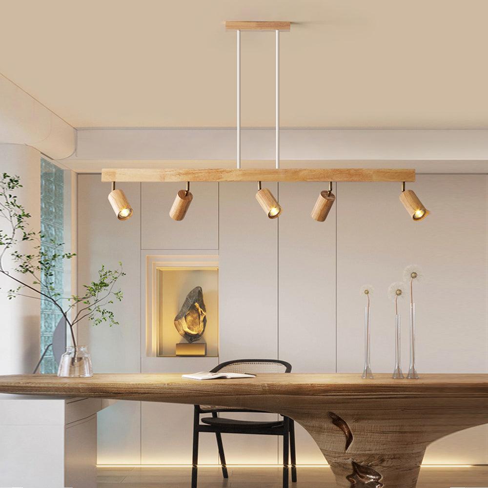 Holz Deckenlampe Verstellbar mit Warmem Licht – Minimalistisch