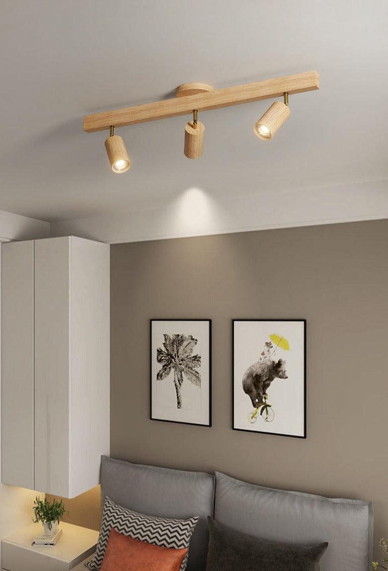 Holz Deckenlampe Verstellbar mit Warmem Licht – Minimalistisch