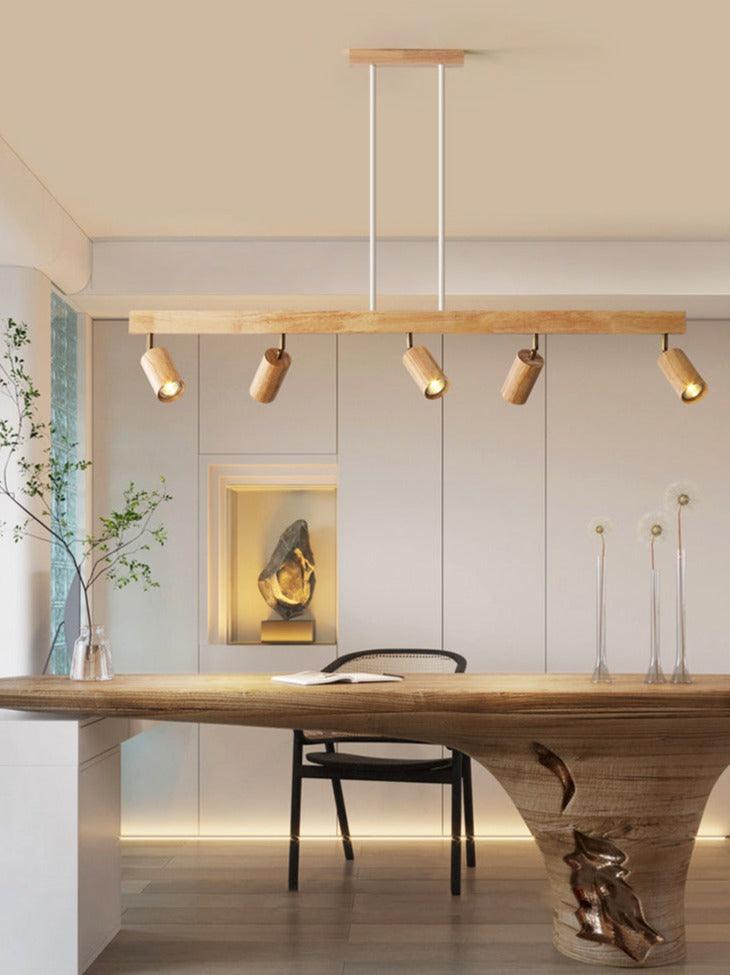 Holz Deckenlampe Verstellbar mit Warmem Licht – Minimalistisch