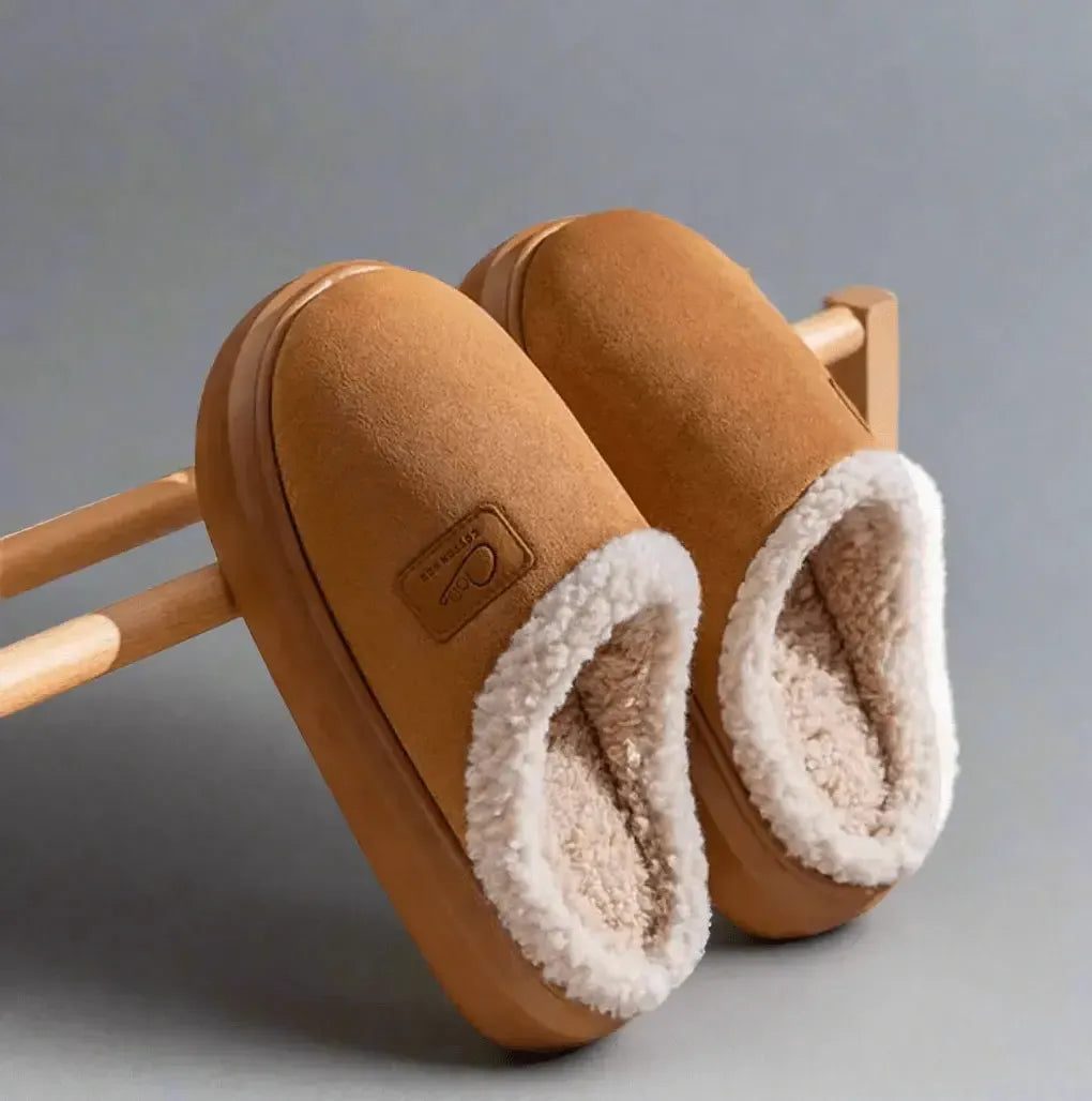 Women's sheepskin slippers with memory foam footbed and non-slip sole