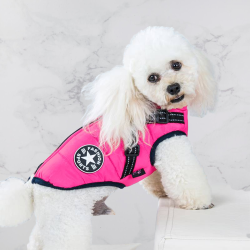 Hundejacke mit integriertem Geschirr – wind- und wasserabweisend
