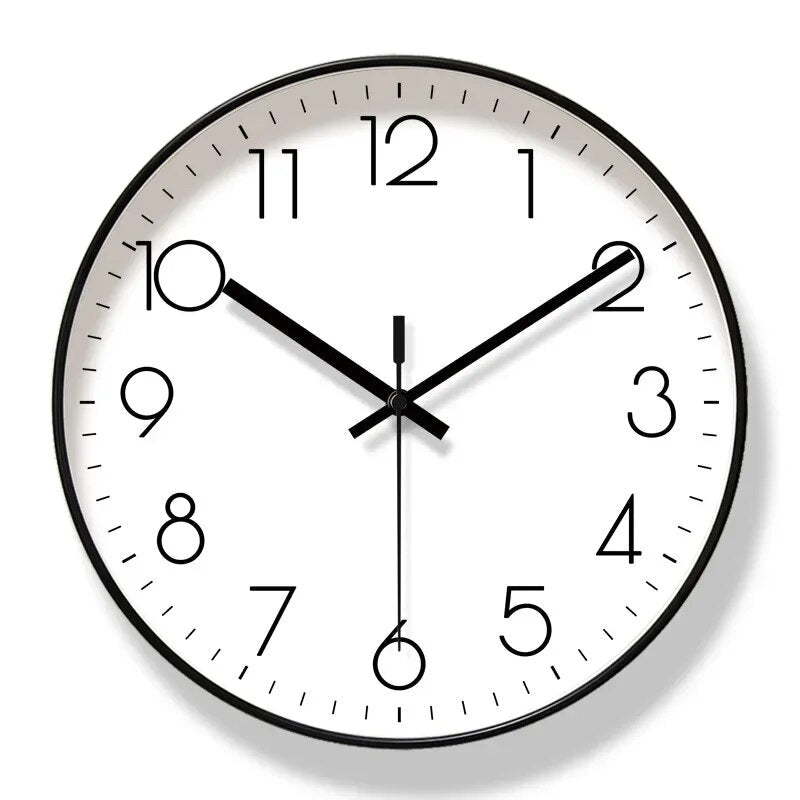 Scandinavian Design Wall Clock - silent, black and white, modern