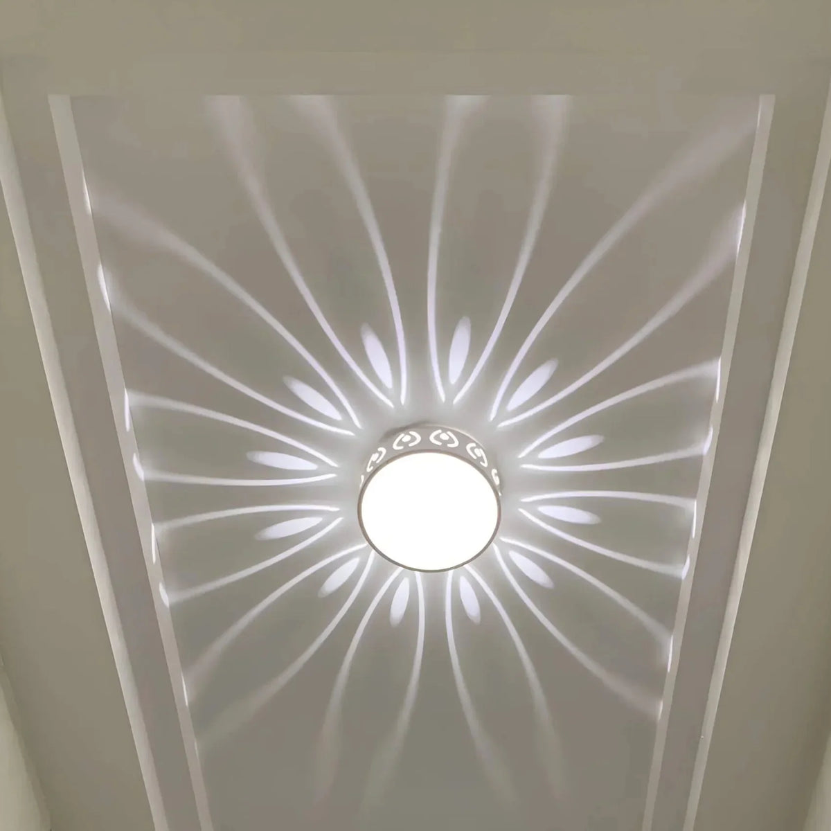 LED crystal acrylic ceiling light with a decorative light pattern