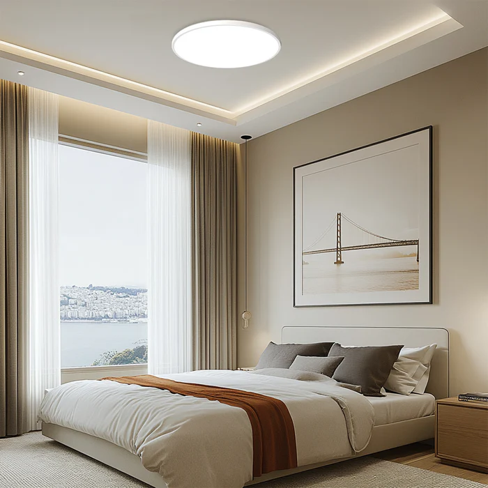 Round flat LED ceiling light - modern for living rooms and bedrooms