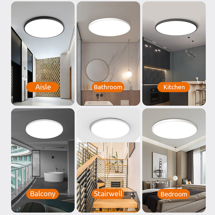 Round flat LED ceiling light - modern for living rooms and bedrooms