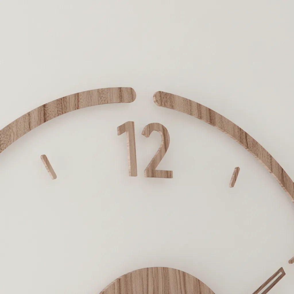 Lautlose Wanduhr aus Holz und Acryl – modernes Rundzifferblatt 35 cm