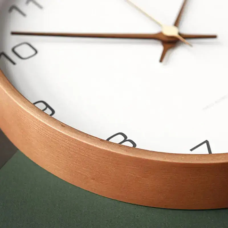 Wooden wall clock with silent quartz movement – minimalist design