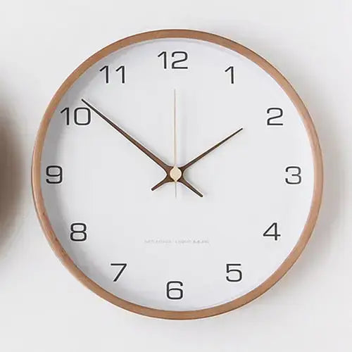 Wooden wall clock with silent quartz movement – minimalist design
