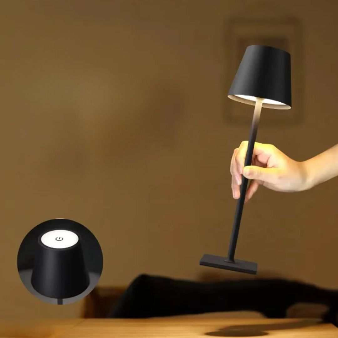 Wireless LED table lamp with rechargeable battery - dimmable and flexible