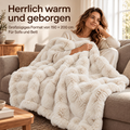 Beige faux fur blanket 150x200 cm – Soft snuggle blanket with velvet backing