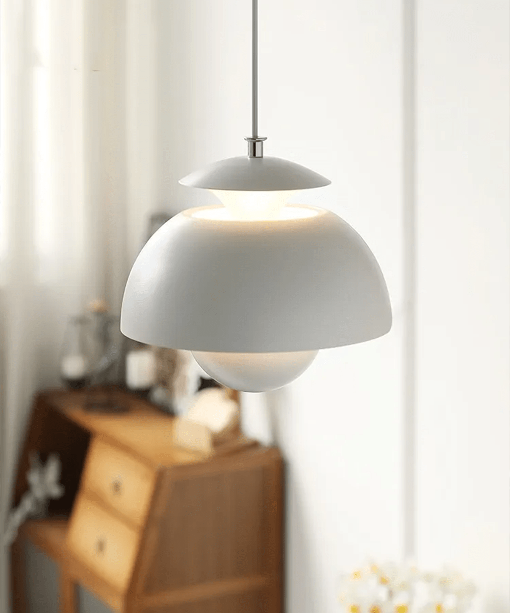 Retro ceiling light made of polished metal in the Art Deco style
