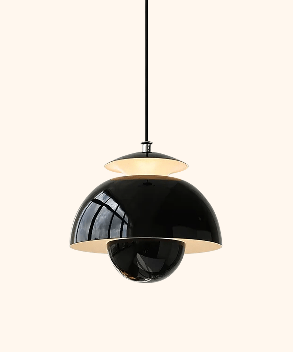 Retro ceiling light made of polished metal in the Art Deco style