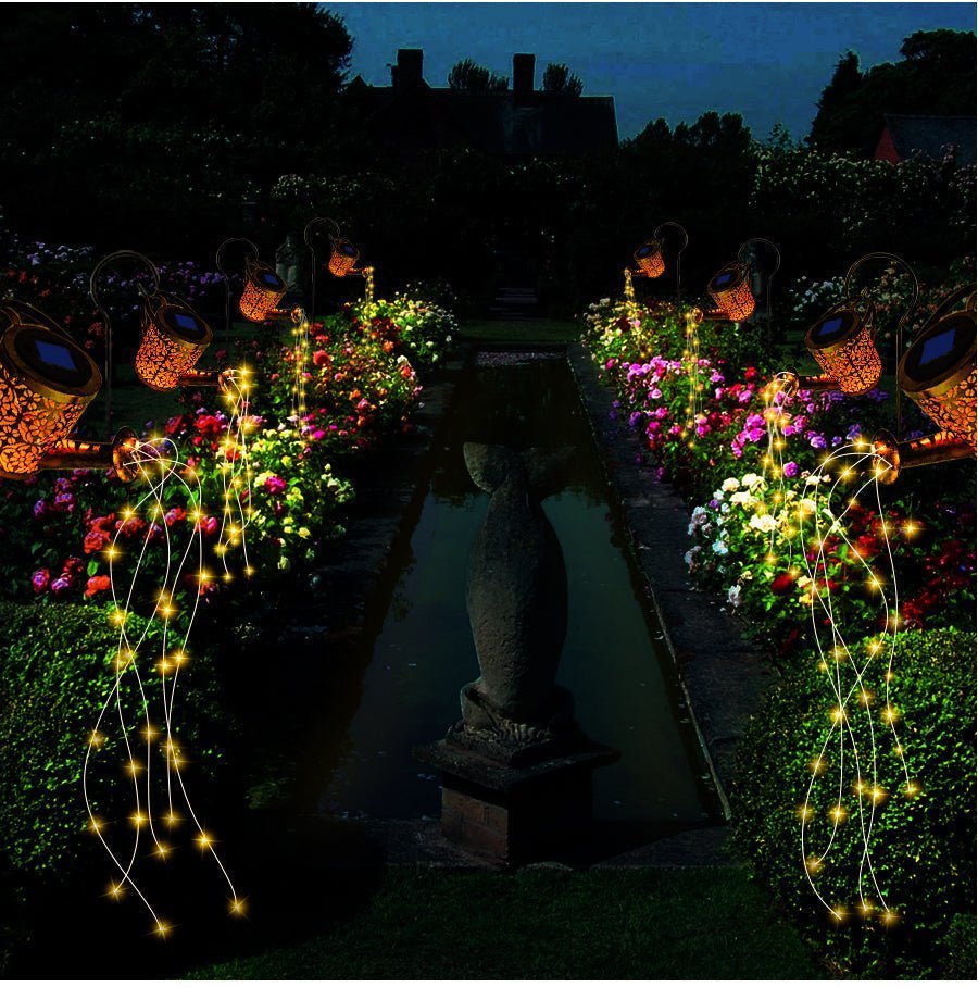 Solar watering can light with waterfall light effect for the garden