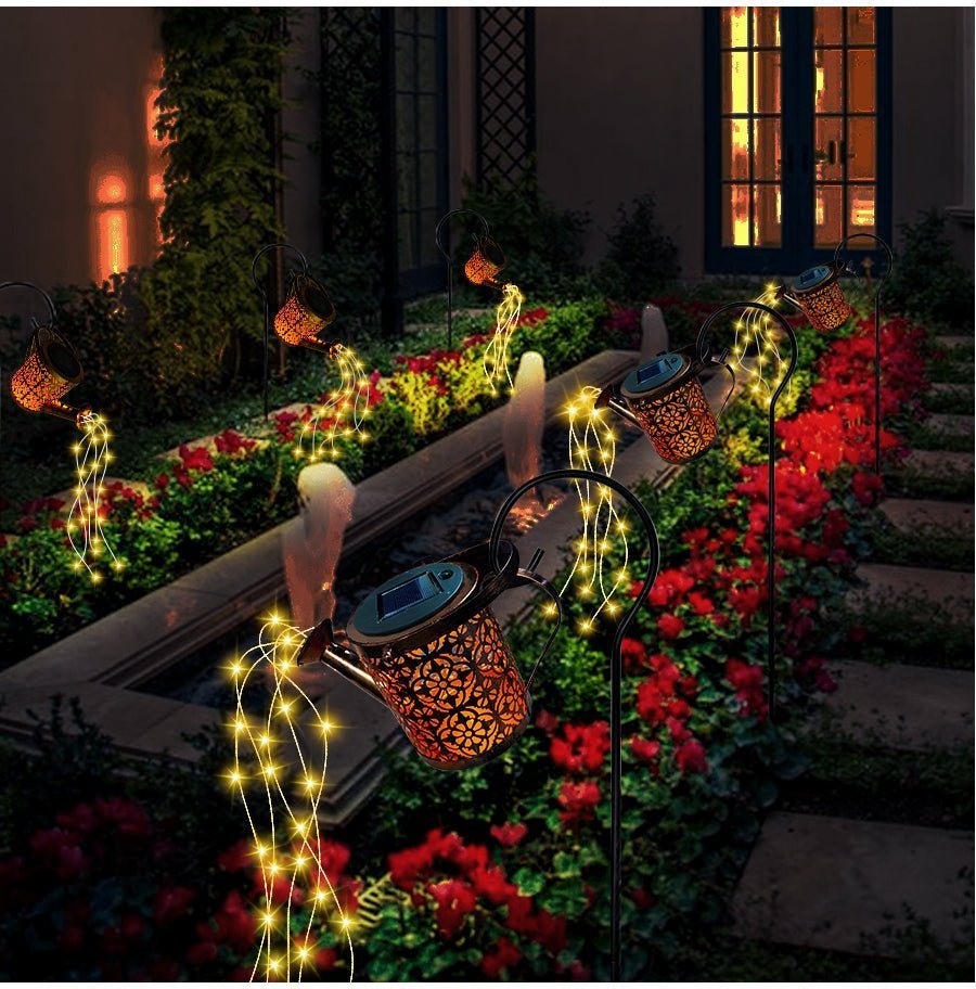 Solar watering can light with waterfall light effect for the garden