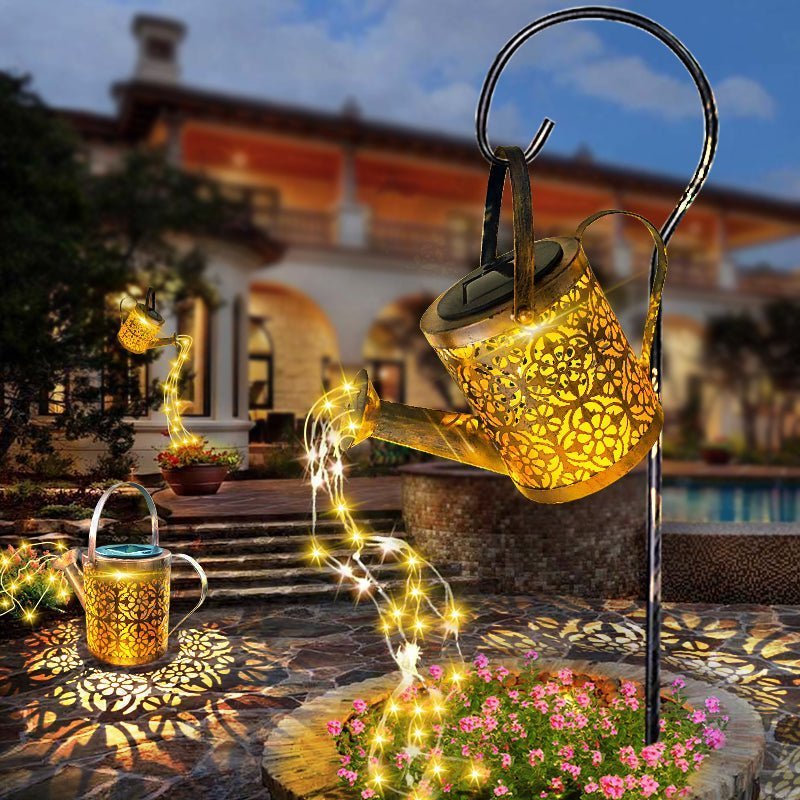 Solar watering can light with waterfall light effect for the garden