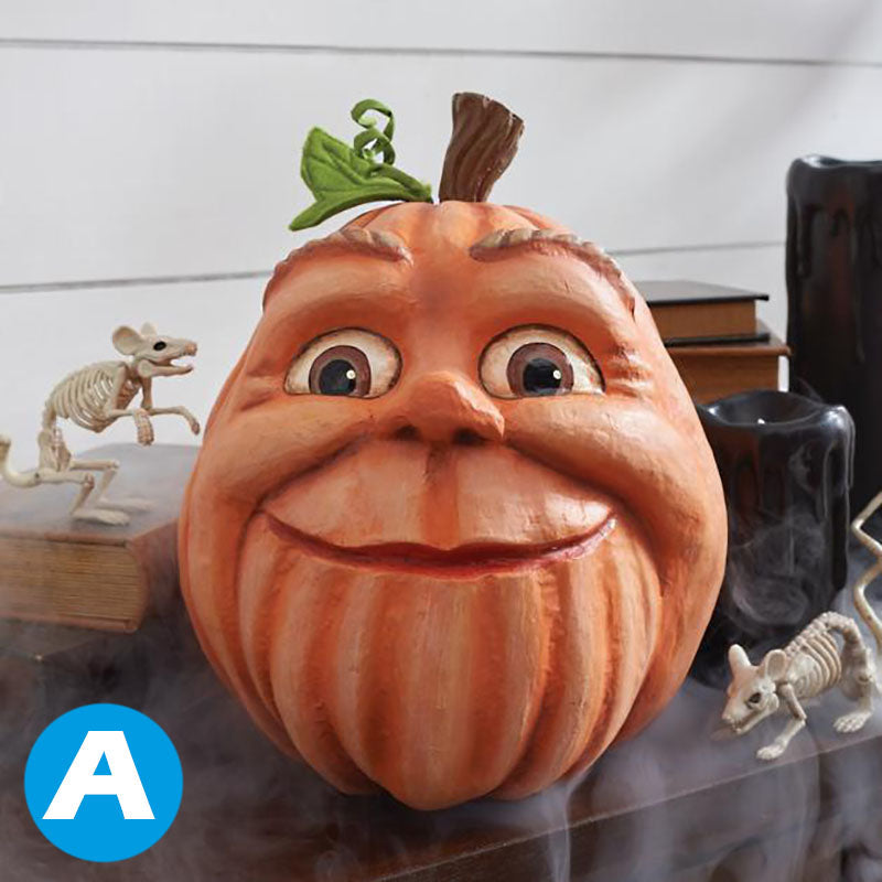 Halloween Kürbis Dekoration mit Beleuchtung – Lustiger Kürbiskopf aus Harz für