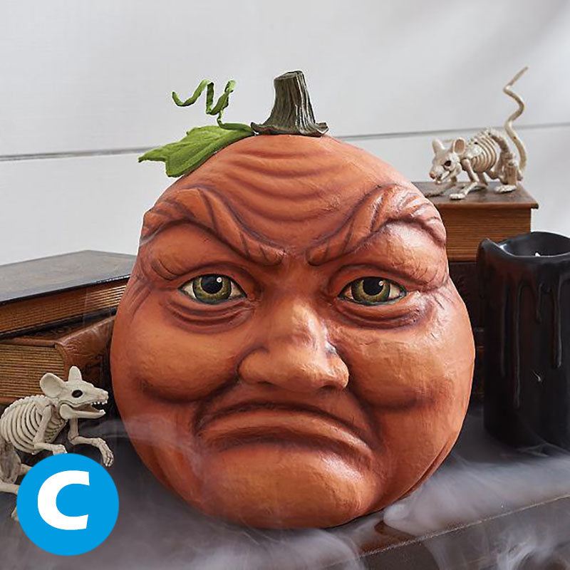 Halloween Kürbis Dekoration mit Beleuchtung – Lustiger Kürbiskopf aus Harz für
