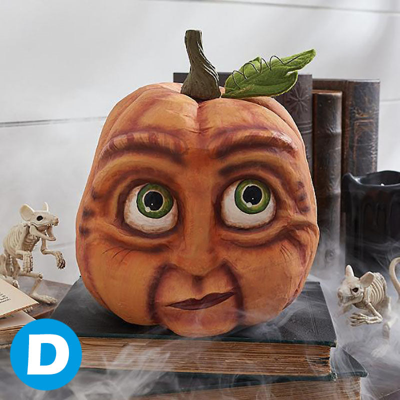 Halloween Kürbis Dekoration mit Beleuchtung – Lustiger Kürbiskopf aus Harz für