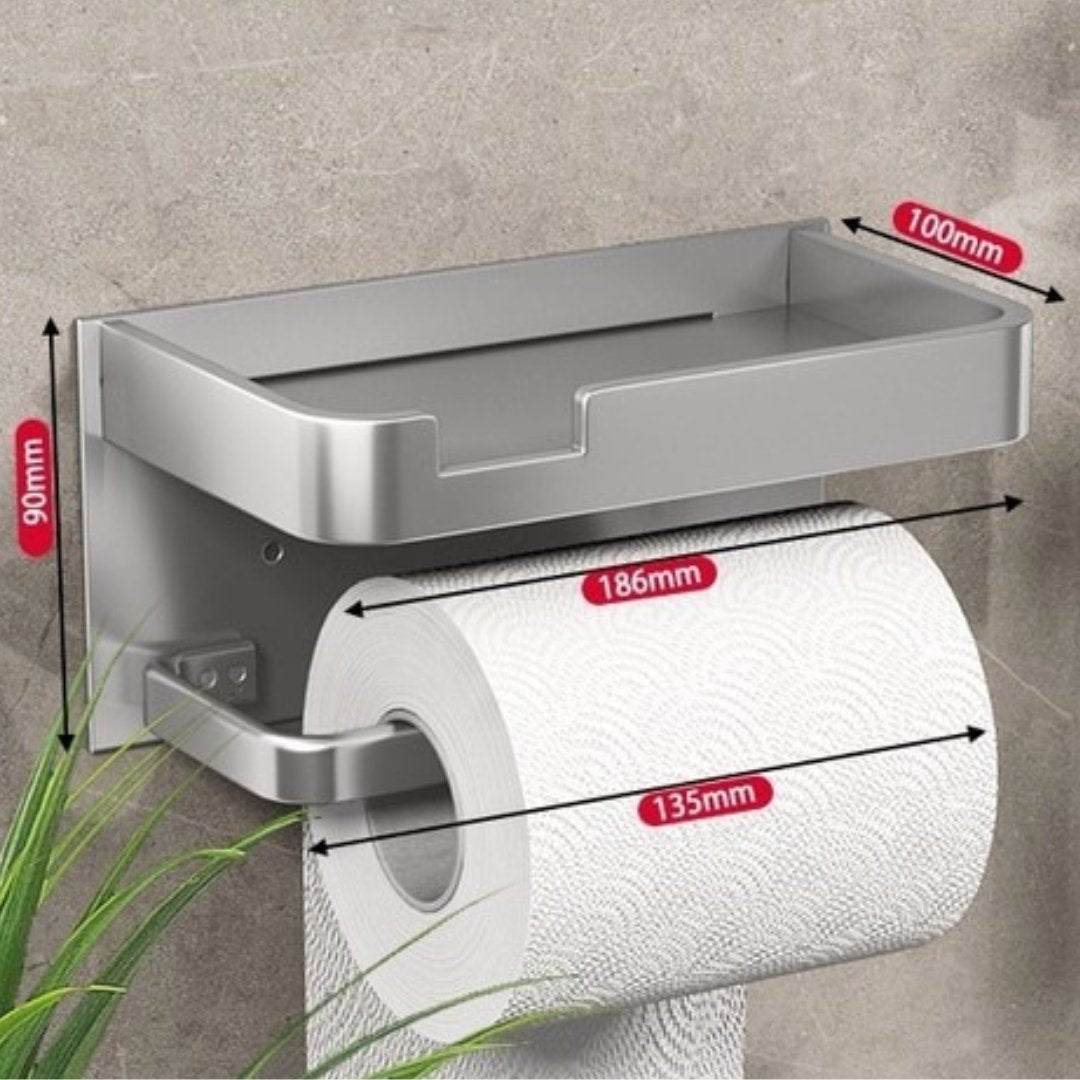 Toilettenpapierhalter mit Ablage Wandmontage Metall Badezimmer product image 3