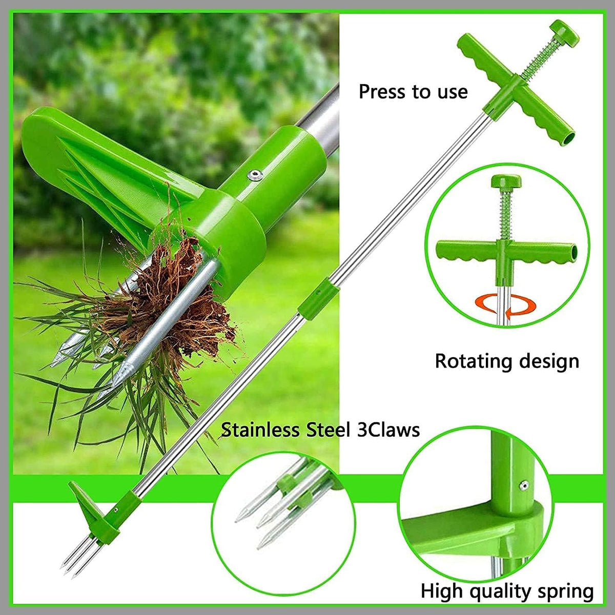 Long-handled weed puller - remove weeds with their roots