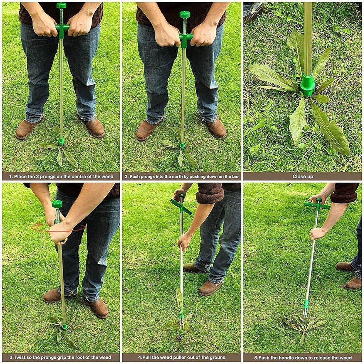 Long-handled weed puller - remove weeds with their roots