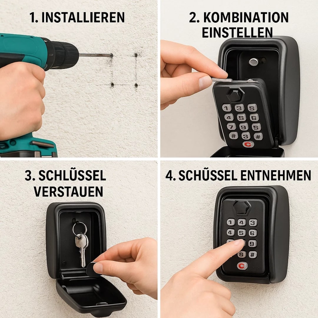 Schlüsselsafe mit Zahlenkombination – wetterfest & wandmontiert