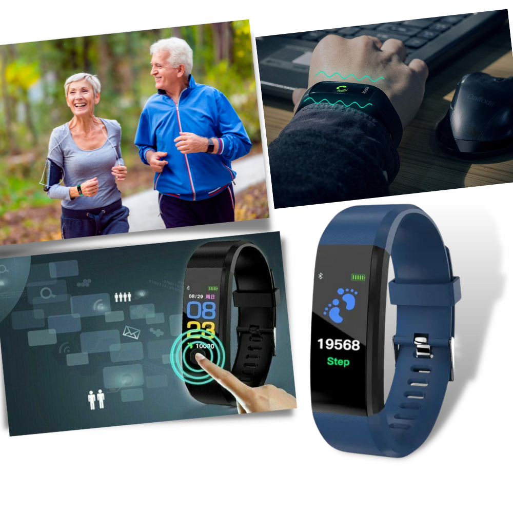 Smartwatch for seniors with heart rate and blood pressure monitoring
