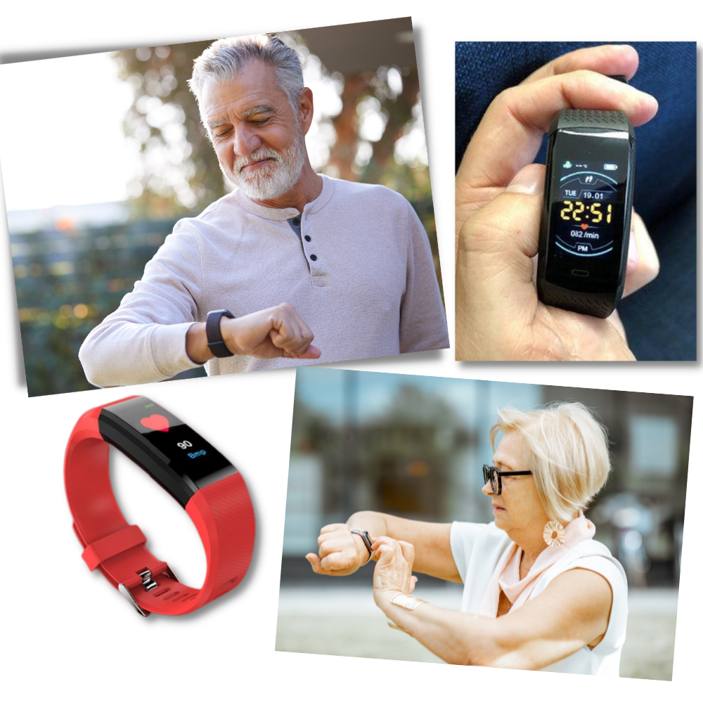 Smartwatch for seniors with heart rate and blood pressure monitoring