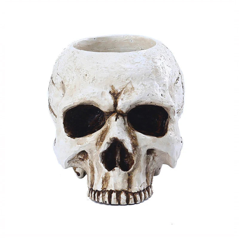 Kerzenhalter aus Harz – Schädel Deko für Halloween & Gothic