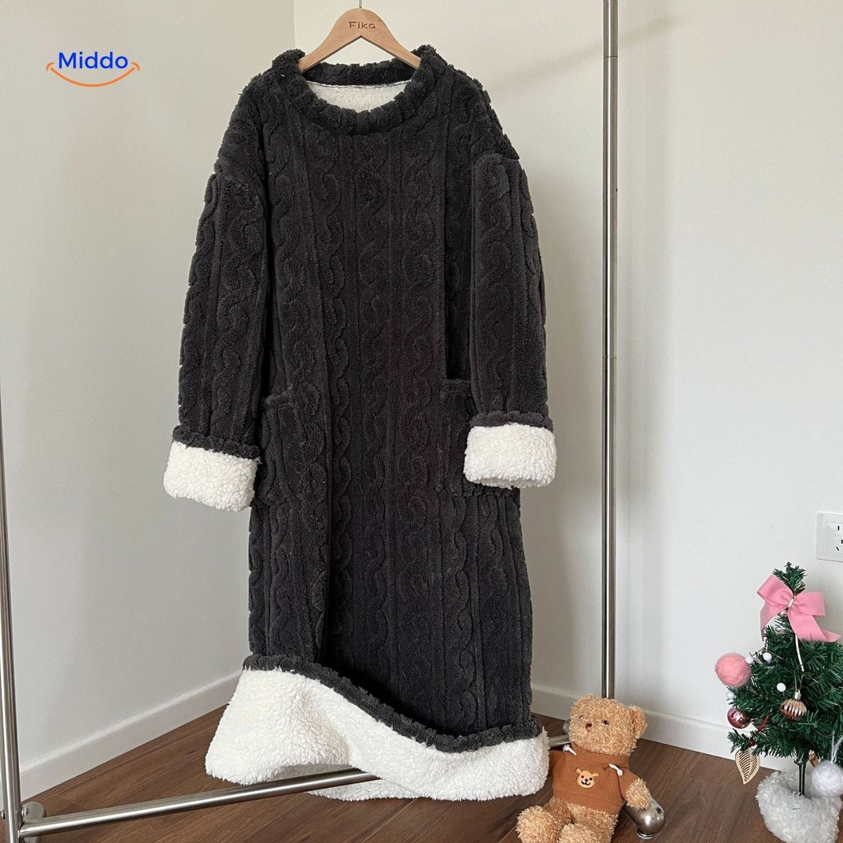 Fleece blanket dress - cozy, warm, and free to move