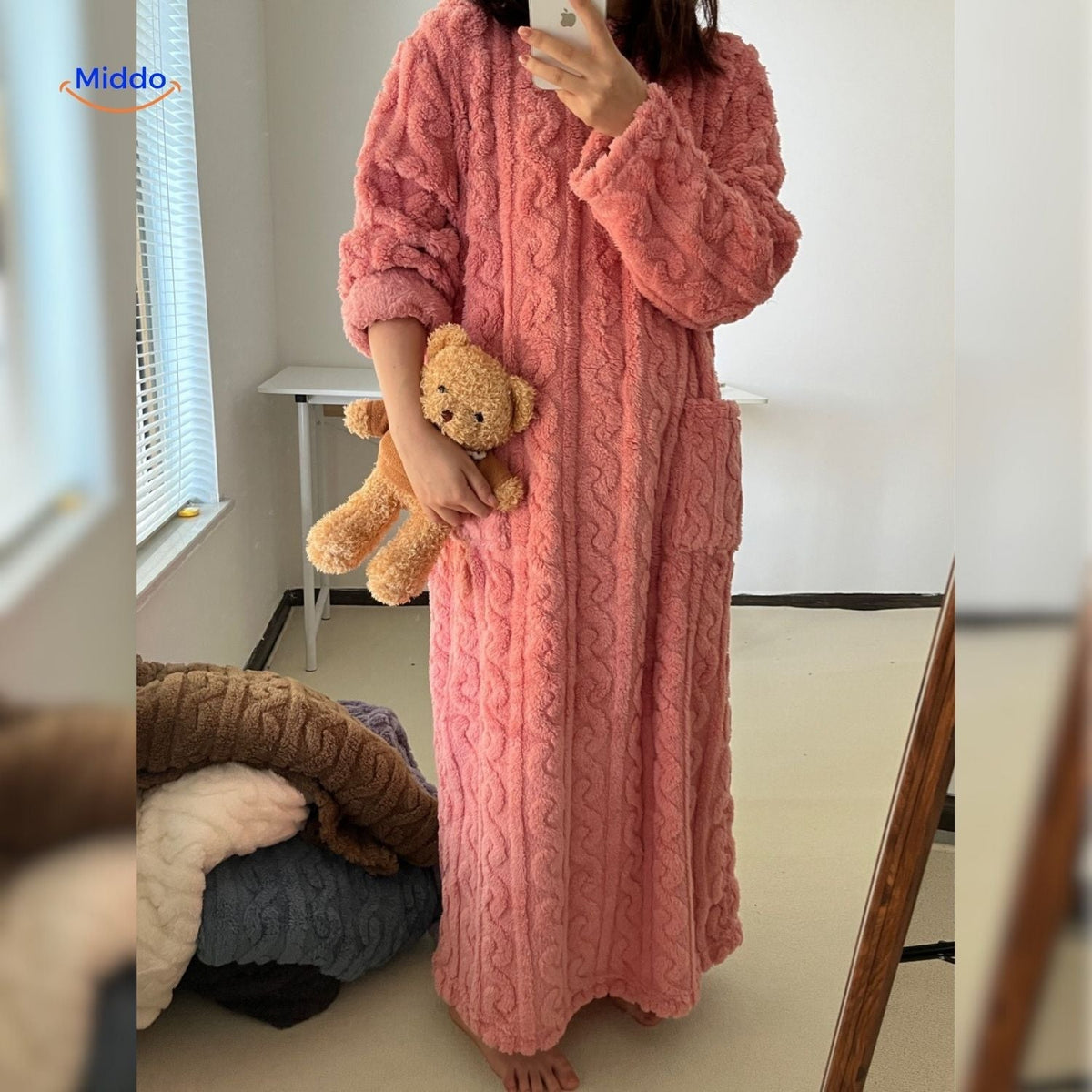 Fleece blanket dress - cozy, warm, and free to move
